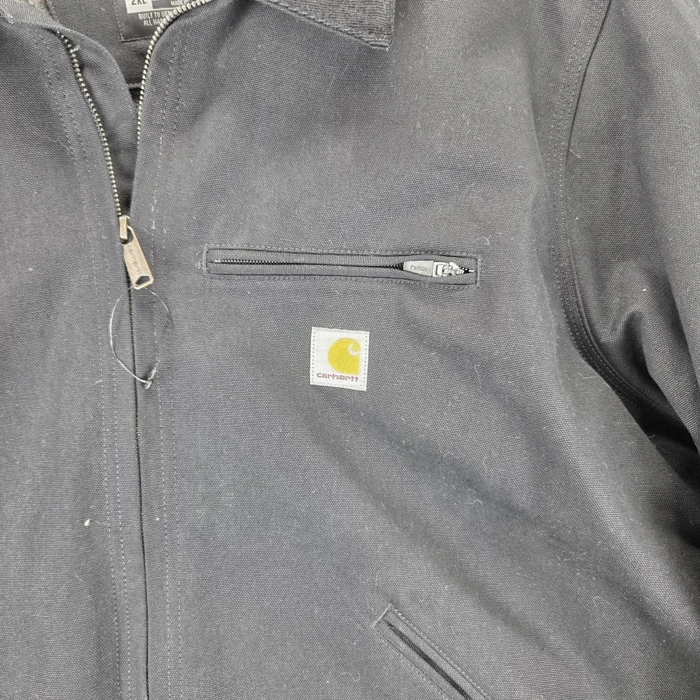 Carhartt Detroit Jacket Mens 2XL Black Canvas Blanket‎ Lined Full Zip New
